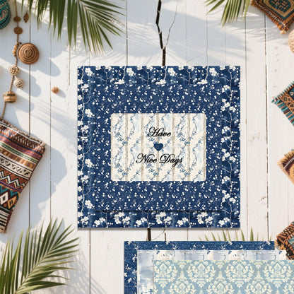 VIVIQUEN Navy Blue Vintage Floral Scrapbook Paper – 24 Sheets Double-Sided Botanical Designs with Antique Flower Textures, Acid-Free 160g Cardstock for DIY Crafts, Card Making, Scrapbook, Photo Albums