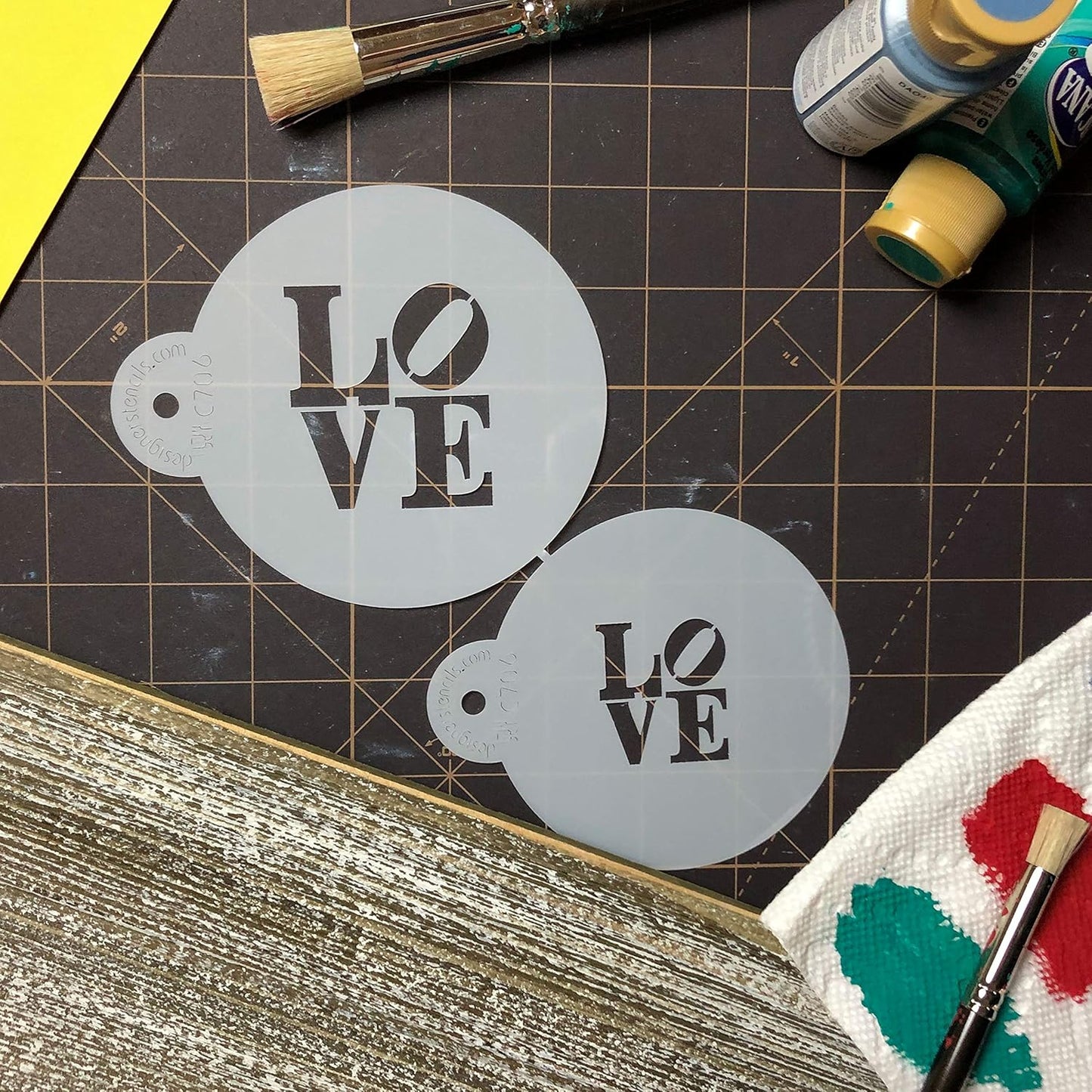 Designer Stencils LOVE Sculpture Cookie Stencil Set, Beige/Semi-Transparent