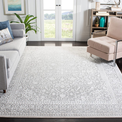 SAFAVIEH Area Rug 10x14 - Reflection Collection - Large - Light Grey & Cream, Non-Shedding & Easy Cleaning, Ideal for Living Room, Bedroom (RFT670C)