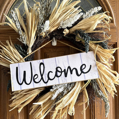 GiftWrap Etc. White Wooden Welcome Fence Sign, 15" x 5" Rustic Wall Decor for Home and Kitchen