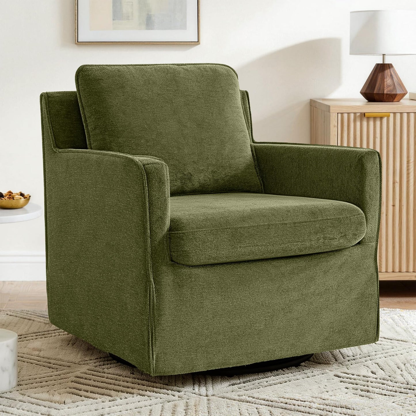 KISLOT Swivel Accent Chair Rocking Recliner 360 Degree Swivel Armchair Machine-Washable Cover for Nursery Living Room Bedroom