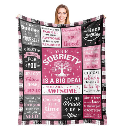 kituzol Sobriety Gifts for Women, Sober Blanket, Addiction Recovery Gift, 1 Year Sober Gift Ideas, AA Gifts Sobriety for Women 60"X50"