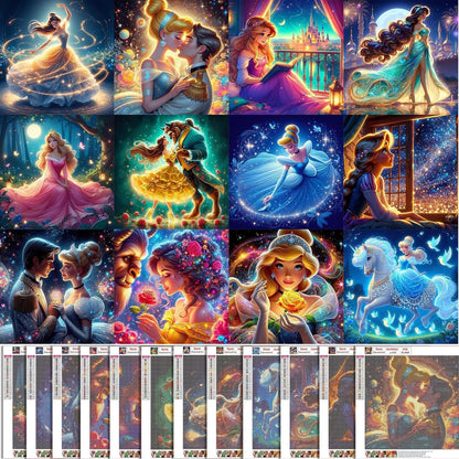 KEYRANKE 12 Pack Diamond Painting Kits for Adults 5D DIY Princess Diamond Art Kit Paint with Round Full Drill Diamonds for Beginners Gem Paintings Art for Home Wall Decor Gifts(12X12 Inch)