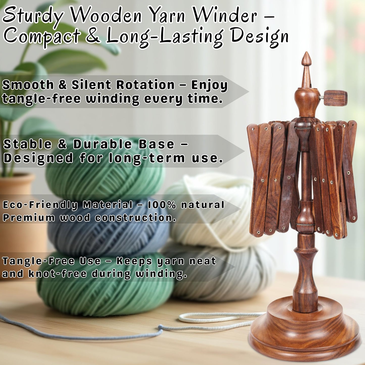 Bhartiya Handicrafts Wooden Yarn Swift Table Top Knitting & Crochet Accessories | Umbrella Holder - Hand Operated Knitting Winding Tools Wool Winder (Yarn Swift)