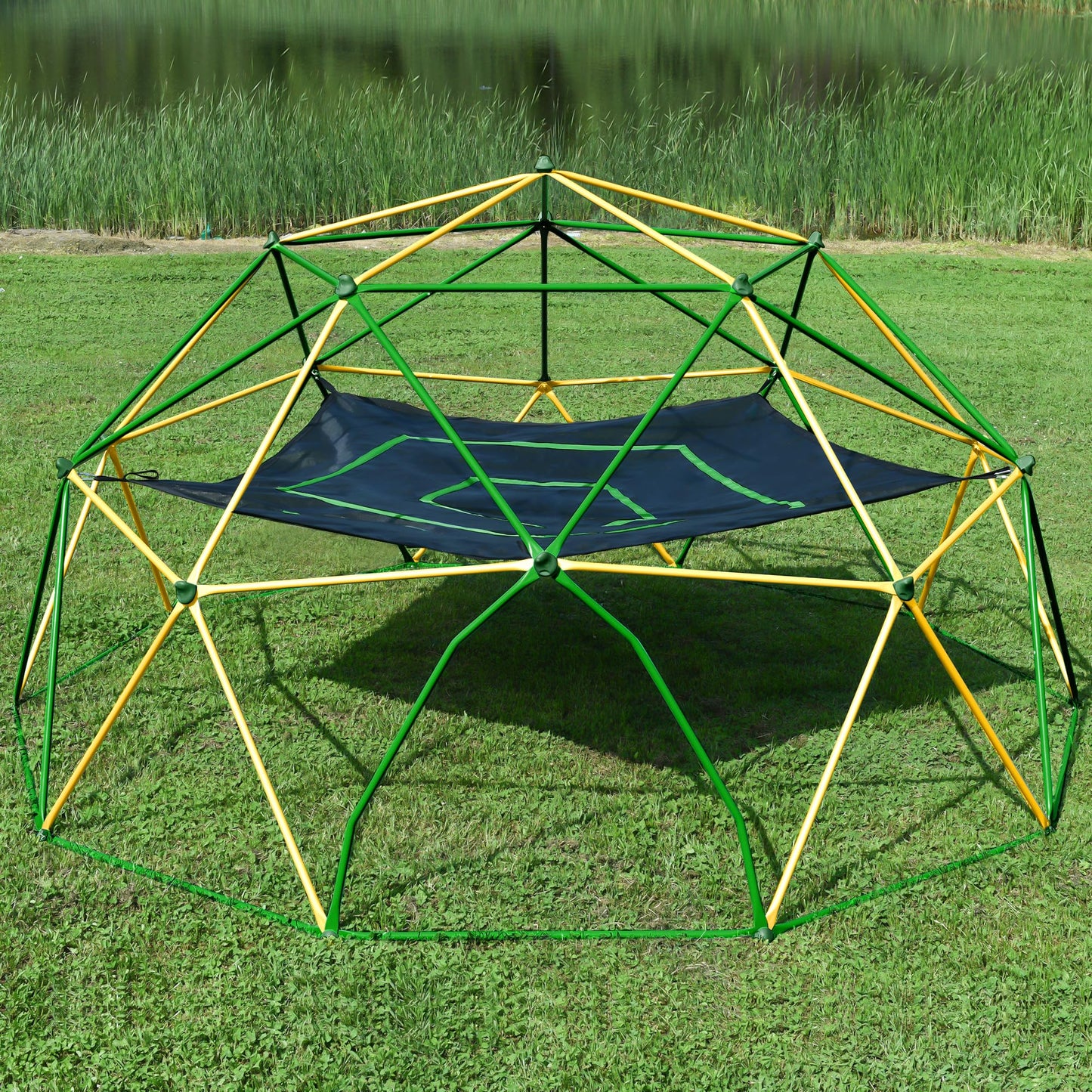 Virubi 13 FT Climbing Dome with Hammock for Kids 3-10, Outdoor Play Equipment Supporting 1000 lbs, Anti-Rust Jungle Gym, Easy Assembly Geometric Dome Climber Play Center
