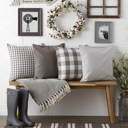 DII Decorative Square Throw Pillow Cover Collection, Cotton, Machine Washable, 18x18, Gray Assorted, 4 Piece