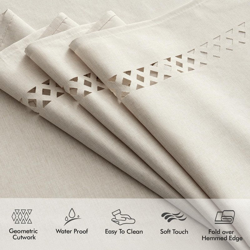 MIULEE Beige Rectangle Polyester Tablecloth with Decorative Cutouts Spring Waterproof Stain Resistant & Shrink-Proof Table Cloth 60x84 inch Farmhouse Style for Dining Wedding and Outdoor