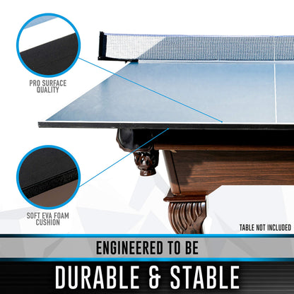 Franklin Sports Optima Indoor Table Tennis Conversion Top 95% Built Table Easy Install Pro Table Tennis Net Indoor Competition Table for All Level Table Tennis Players