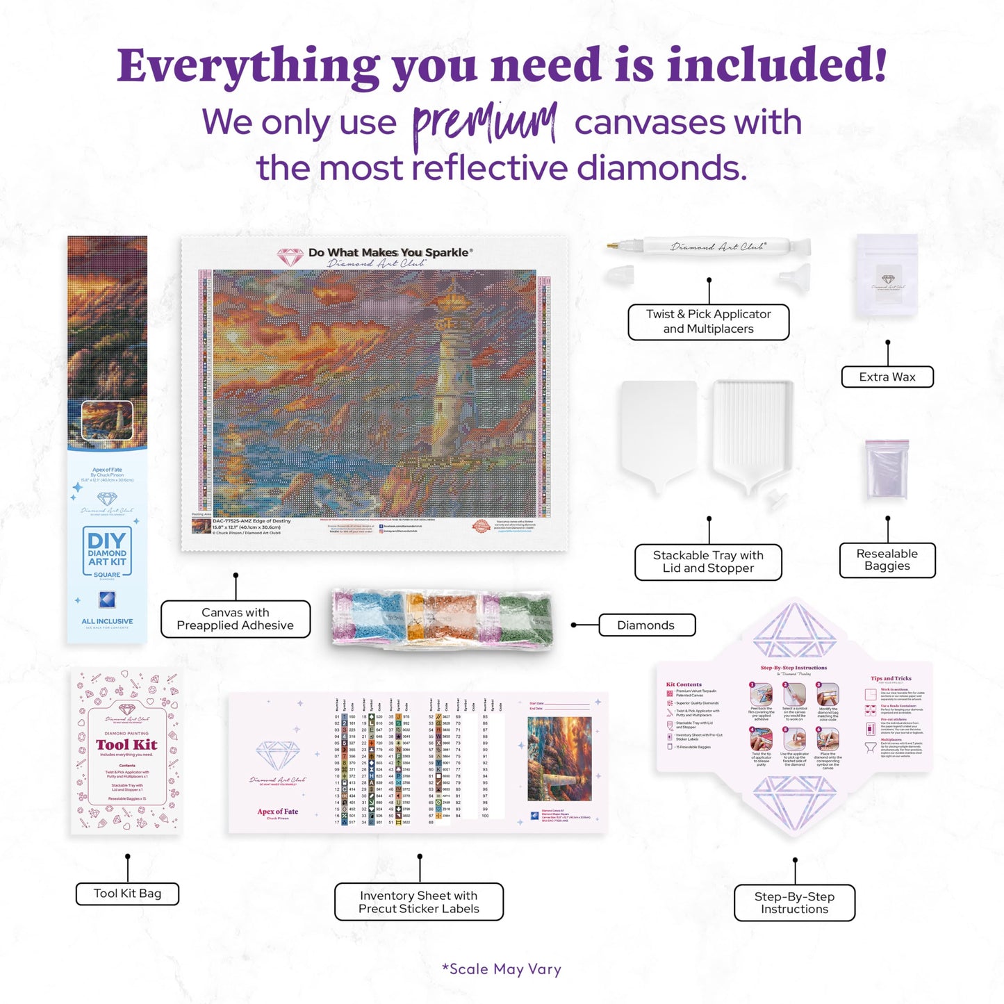 DIAMOND ART CLUB Apex of Fate Diamond Painting Kit, Fun DIY Crafts for Adults, Square Diamond Art Canvas by Chuck Pinson, 15.8" x 12.1" (40.1 cm x 30.6 cm)