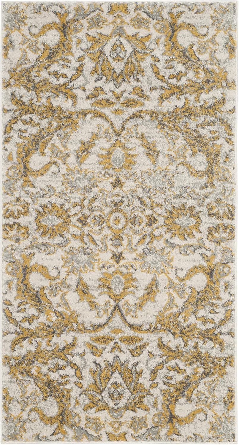 SAFAVIEH Evoke Collection 2'2" x 4' Ivory/Gold EVK238S Non-Shedding Accent Rug for Living Room Bedroom