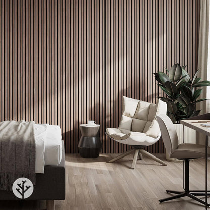 WVH Luxury American Walnut Acoustic Slat Wood Wall Panels, Measures 118.11" x 25.20", Premium Finish, Interior Decor for Walls & Ceilings, Noise Cancelling & Sound Absorbing for Home & Office, 2pcs