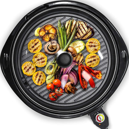 Elite Gourmet EMG-980B Smokeless Electric Tabletop Grill, 6-Serving, 14" Black, Nonstick, Dishwasher Safe