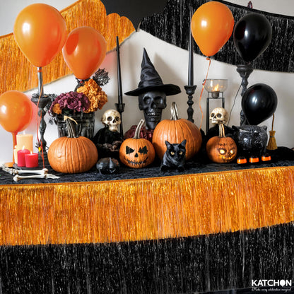 KatchOn, XtraLarge Black and Orange Fringe Banner - 6.5 Ft, Pack of 2 Fringes | Tinsel Garland for Basketball Theme Birthday Decorations | Orange Black Fringe Garland for Graduation Decorations 2026