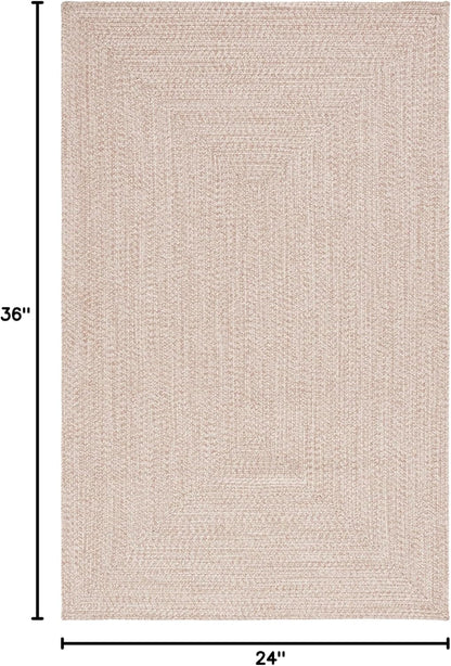2' 3', (BRA201B) SAFAVIEH Washable Rug Outdoor Braided Collection - x Natural, Handmade & Reversible, Non-Shedding