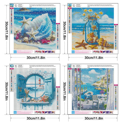Axquilon 4 Pack Summer Diamond Art Kits for Adults - Diamond Painting Kits for Adults Beginner, DIY 5D Full Drill Gem Art for Home Wall Decor 12x12 inch