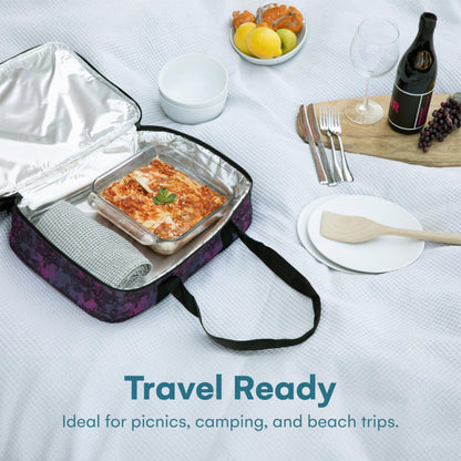 VP Home Double Casserole Insulated Travel Food Containers Carry Bag - Henna Tattoo Design for Trip Birthday Party, Mother's Day, Grocery Store, Supermarket, Outdoor Picnic, and More - Lunch Bag