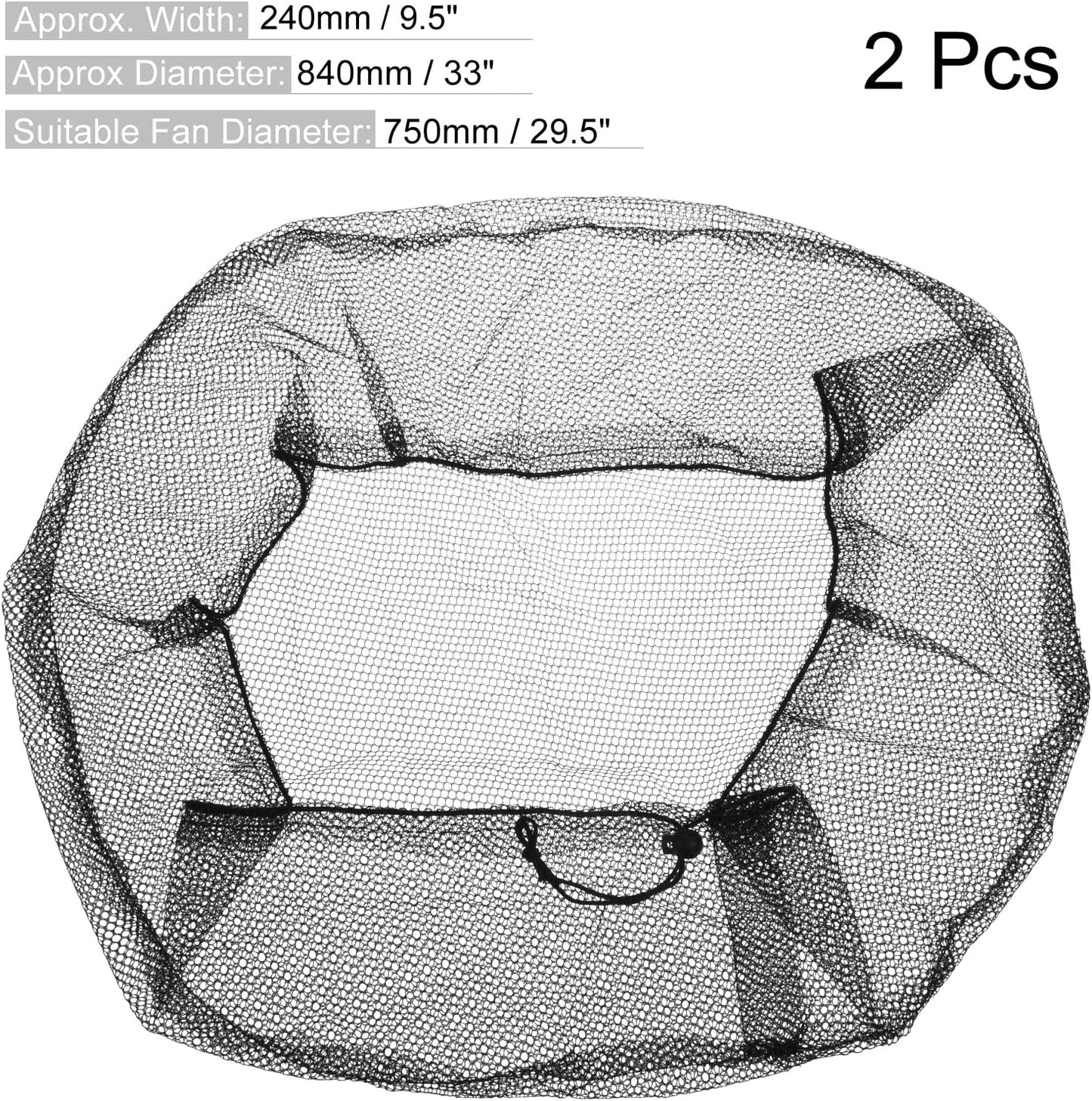 MECCANIXITY 29.5 Inch Mesh Electric Fan Dust Cover - Washable Dustproof Finger Protector Net, Black (Pack of 2)