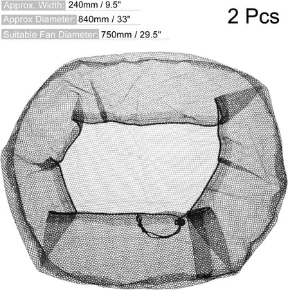 MECCANIXITY 29.5 Inch Mesh Electric Fan Dust Cover - Washable Dustproof Finger Protector Net, Black (Pack of 2)