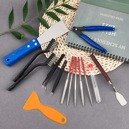 OLYCRAFT 23PCS 3D Printer Tool 3D Printer Nozzle Cleaning Tool Removal Tool Kit Includes Putty Knife, Wire Brush, Wire Flush Cutter, Scraper Knife, Diamond Files and Tweezer for Cleaning 3D Printer