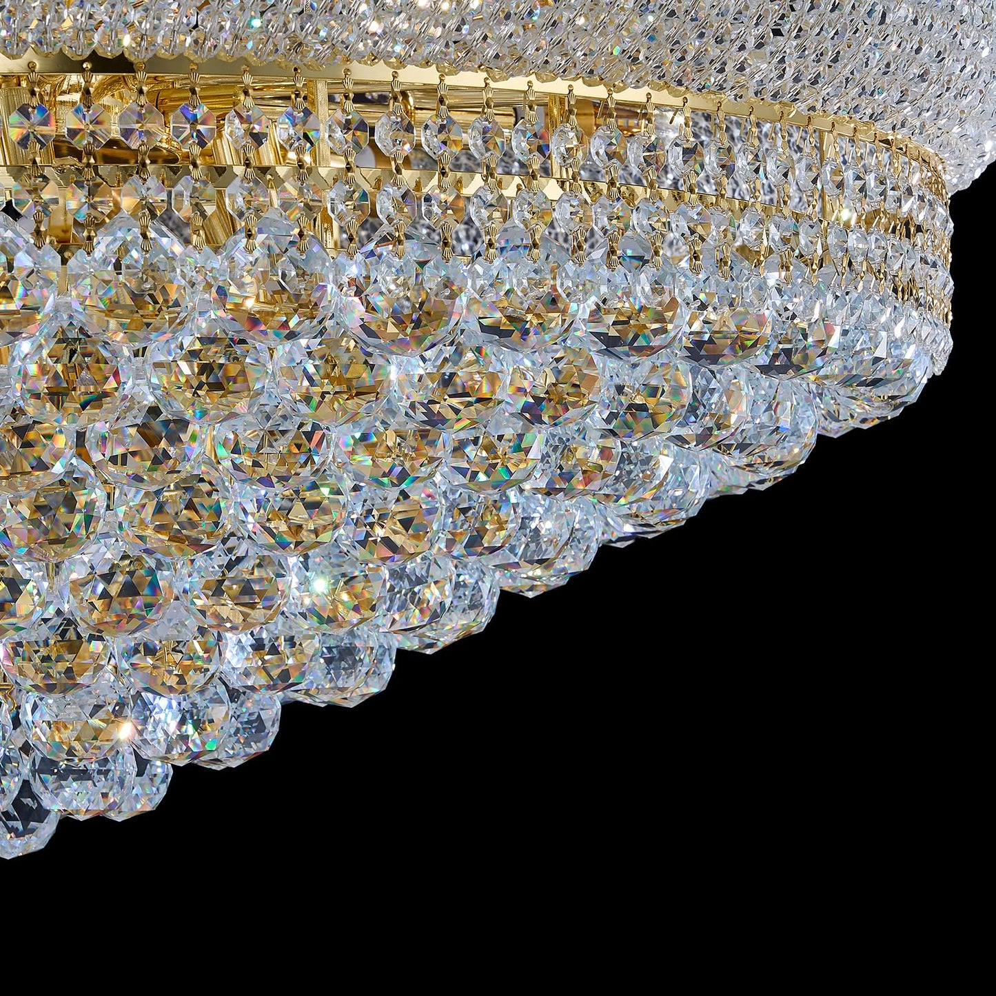 Homeooze 31 - Light Large Empire Crystal Chandelier for High Ceiling Foyer Entryway Staircase Living Room Dining Room Gold Finish