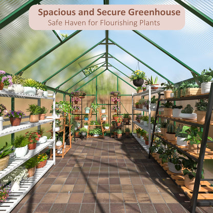 AirWire 8×12 FT Walk-in Greenhouse for Outdoors, Polycarbonate Greenhouse Kit with Roof Vent, Large Heavy Duty Green Houses for Outside Backyard Patio Garden, Green