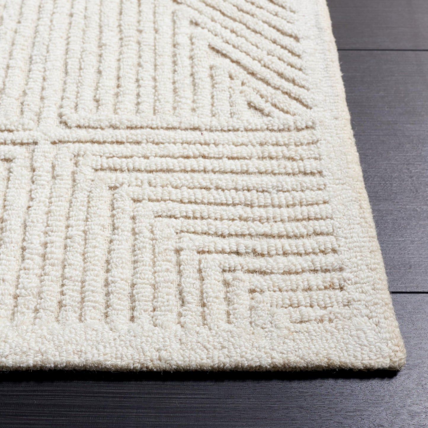 SAFAVIEH Area Rug 8x10 - Textural Collection - Large - Ivory, Handmade Wool, Ideal for Living Room, Bedroom, Office, Dining Space (TXT103A)