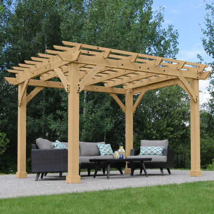 Yardistry 10 x 12 Meridian Cedar Wood Pergola for Patios, Decks, Garden, Backyard, Durable
