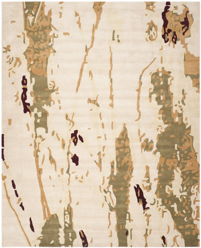SAFAVIEH Area Rug 8x10 - Bella Collection - Large - Beige & Green, Handmade Wool, Modern Abstract Design, Ideal for Living Room, Bedroom, Office, Dining Space (BEL120A)