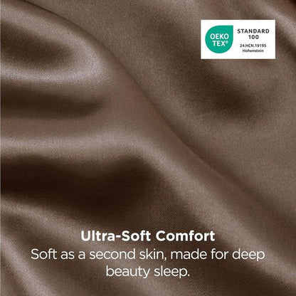 Bedsure King Size Satin Pillowcase Set - Brown Pillow Cases for Hair & Skin, 20x36 Inches, 2 Pack