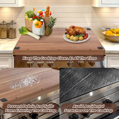 Wolki Noodle Board Stove Covers - 30"L x 22"W x 2.5"Th Heavy-Duty Gas & Electric Stove Top Cover with Built-in Handles for RV and Wooden Serving Tray