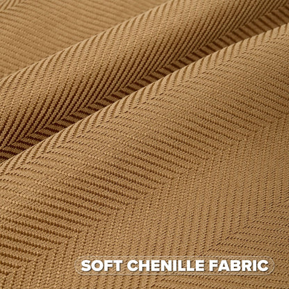 FUTEI Pack of 2 Chevron Chenille Throw Pillow Covers 18x18 Inch Soft Herringbone Textured Decorative Cushion Case Farmhouse Accent Pillows for Couch Bed Living Room, Camel