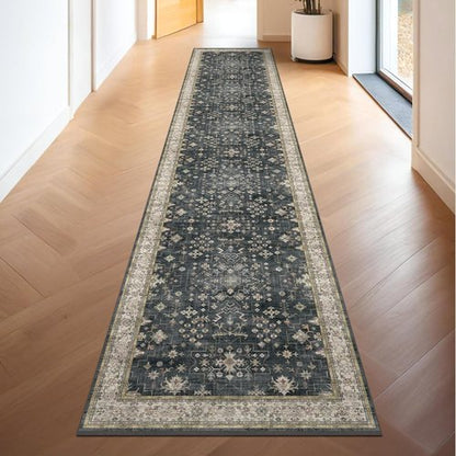 Hazo Haus Black Boho Runner Rug - Washable 3x16 ft, Waterproof, Non-Slip, Stain & Fade Resistant