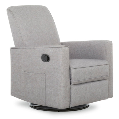 Evolur Raleigh Upholstered Manual Glider Recliner– Rocking & 360° Swivel with Smooth Glide – Greenguard Gold & FSC Certified – Modern Nursery and Living Room Chair in Light Grey