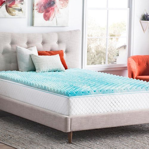 Linenspa Gel Memory Foam Mattress Topper - Reversible Egg Crate Design for Comfort - Twin XL Size