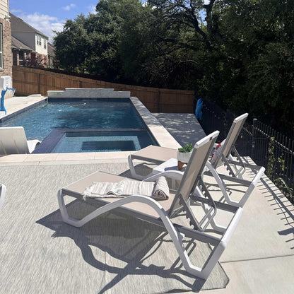 PURPLE LEAF Patio Chaise Lounge Chair Set Outside Aluminum Plastic Stackable Tanning Chairs with Armrests and Side Table for Pool Sunbathing Beach Deck Outdoor Lounger, Khaki