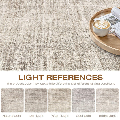10x14 Area Rugs Living Room: Washable Large Neutral Brown Rug Abstract Soft Modern Stain Resistant Indoor Floor Non-Slip Carpet for Bedroom Nursery Kids Office Playroom Dining Room Under Table Home