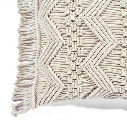 Lush Decor Studio Chevron Macrame Decorative Throw Pillow Cover, 20" W x 13" L, Neutral - Rectangle Pillow Cover - Throw Pillows For Bed, Couch, Or Chair