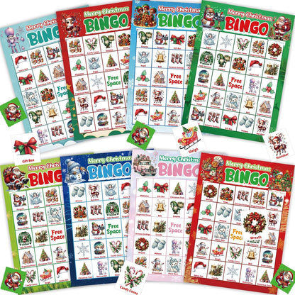 24 ceiba tree Christmas Bingo Game Cards for Adults Kids Family Large Group Players Winter Holiday Bingo Party Favors