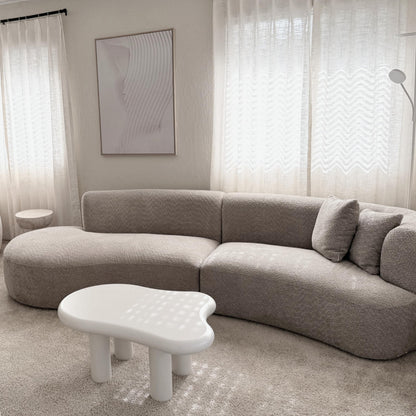 Acanva Modern Curved Sectional Living Room Couch, Minimalist Comfy Boucle Fabric Modular Sofa for Apartment, Home Office, 114" W Left Hand Facing, White