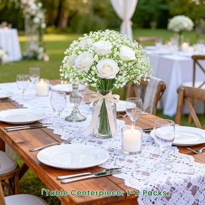 Der Rose 24PCS White Babys Breath Artificial Flowers,11'' Elegant Faux Baby Breath Flowers for Wedding Home Decor, Table Centerpieces & DIY Fake Flowers