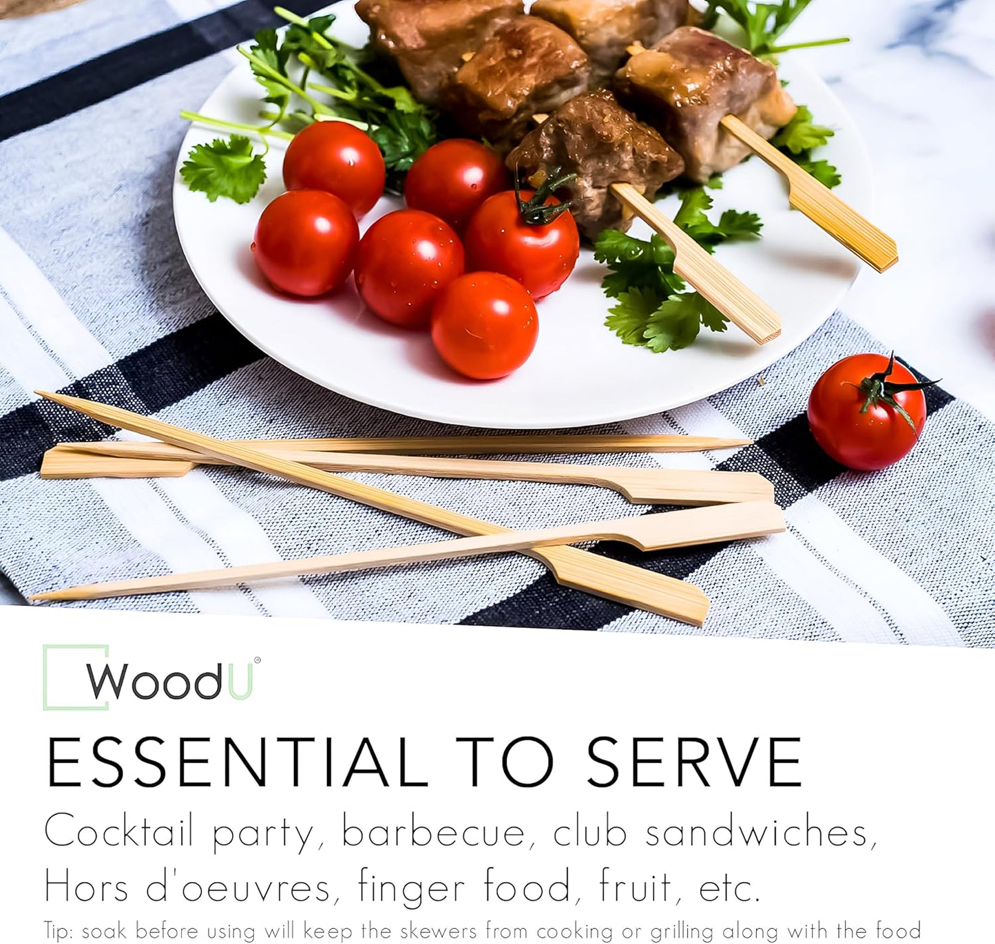 Wooden Bamboo Skewers Paddle Picks - 7" - 100 Pcs Toothpicks for Appetizers - Cocktail Picks for Fruits, Kabab