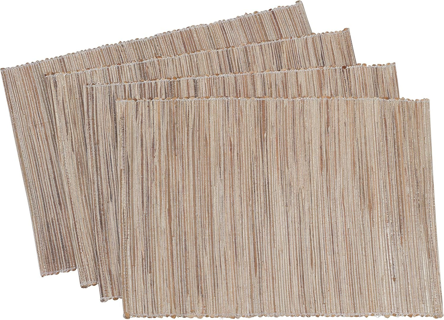 Saro Lifestyle Melaya Collection Shimmering Woven Nubby Placemat (Set of 4), 14"x20", Natural Color