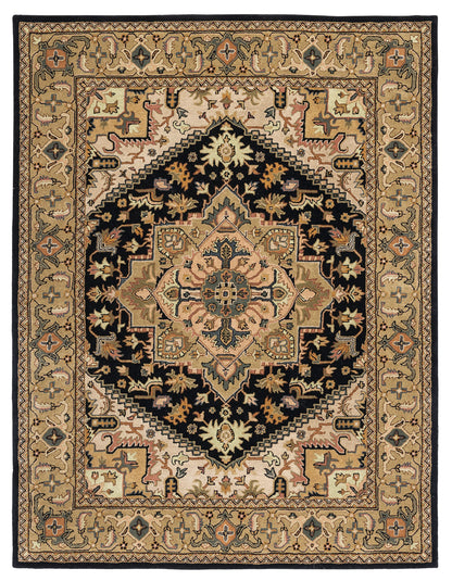 SAFAVIEH Area Rug 10x14 - Heritage Collection - Large - Black & Gold, Handmade Wool, Traditional Oriental Medallion Design, Ideal for Living Room, Bedroom, Dining Space (HG625Z)