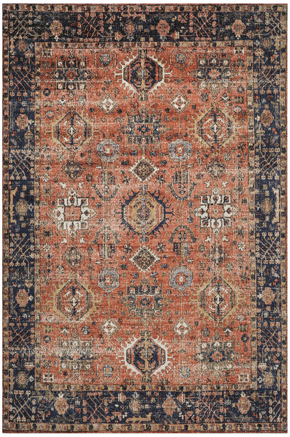 SAFAVIEH Area Rug 8x10 - Classic Vintage Collection - Large - Rust & Navy, Cotton, Oriental Distressed Design, Easy Cleaning, Ideal for Living Room, Bedroom, Office, Dining Space (CLV305P)