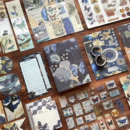 BoomTeck Vintage Aesthetic Scrapbooking Supplies, Bullet Junk Journal Kits with Scrapbook Paper, Washi Stickers, A6 Grid Notebook - DIY Craft Journaling Gift for Teen Girl Adult (Butterfly Garden)