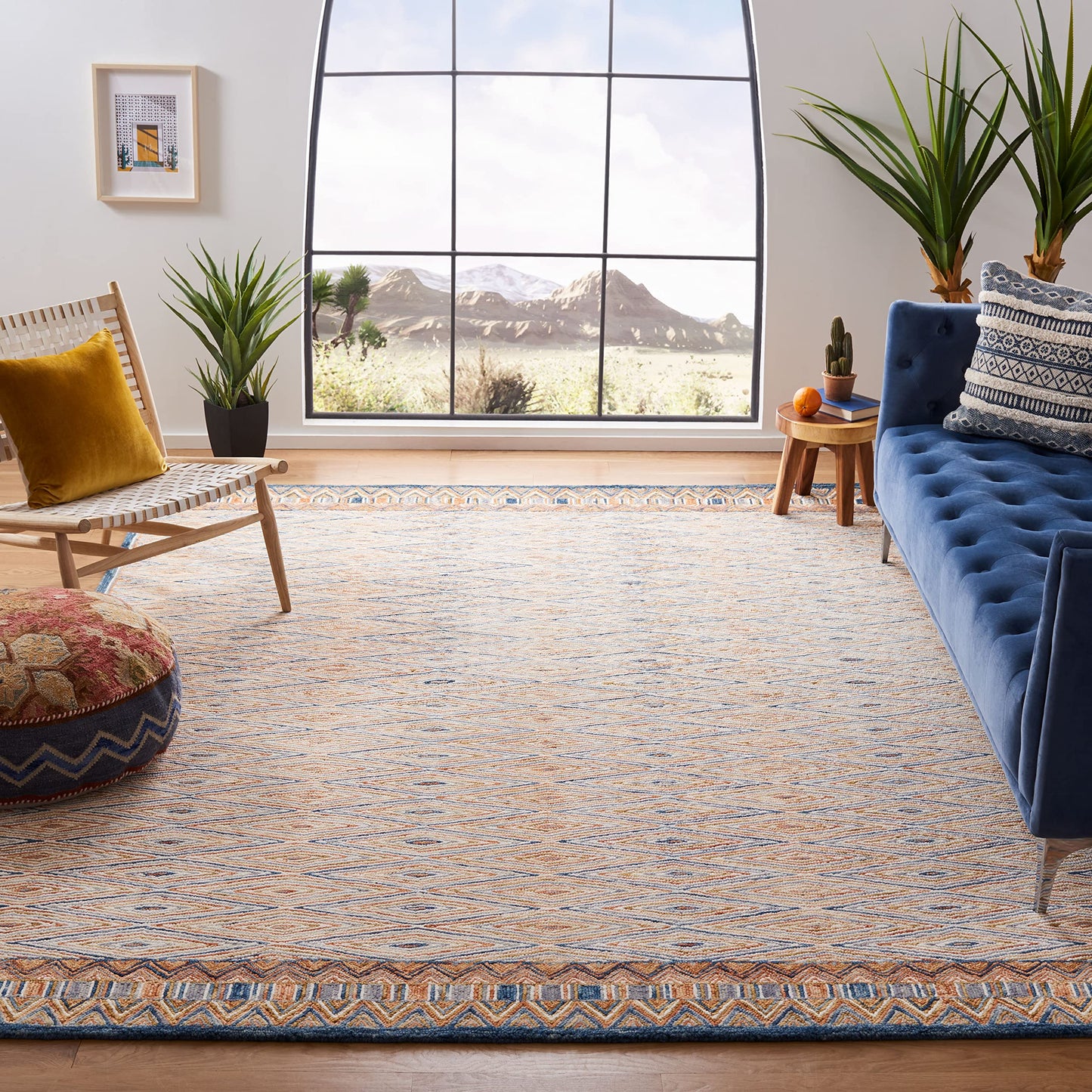 SAFAVIEH Aspen Collection Area Rug - 10' x 14', Gold & Rust, Handmade Boho Wool, Ideal for High Traffic Areas in Living Room, Bedroom (APN808D)