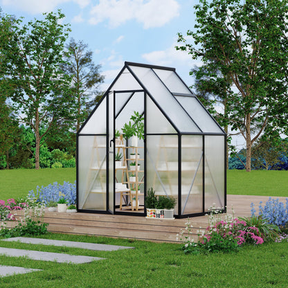 Polycarbonate Greenhouse for Outdoors, Large Walk-InGreenhouse with Quick Setup Structure and Roof Vent, Greenhouse with Ventilation