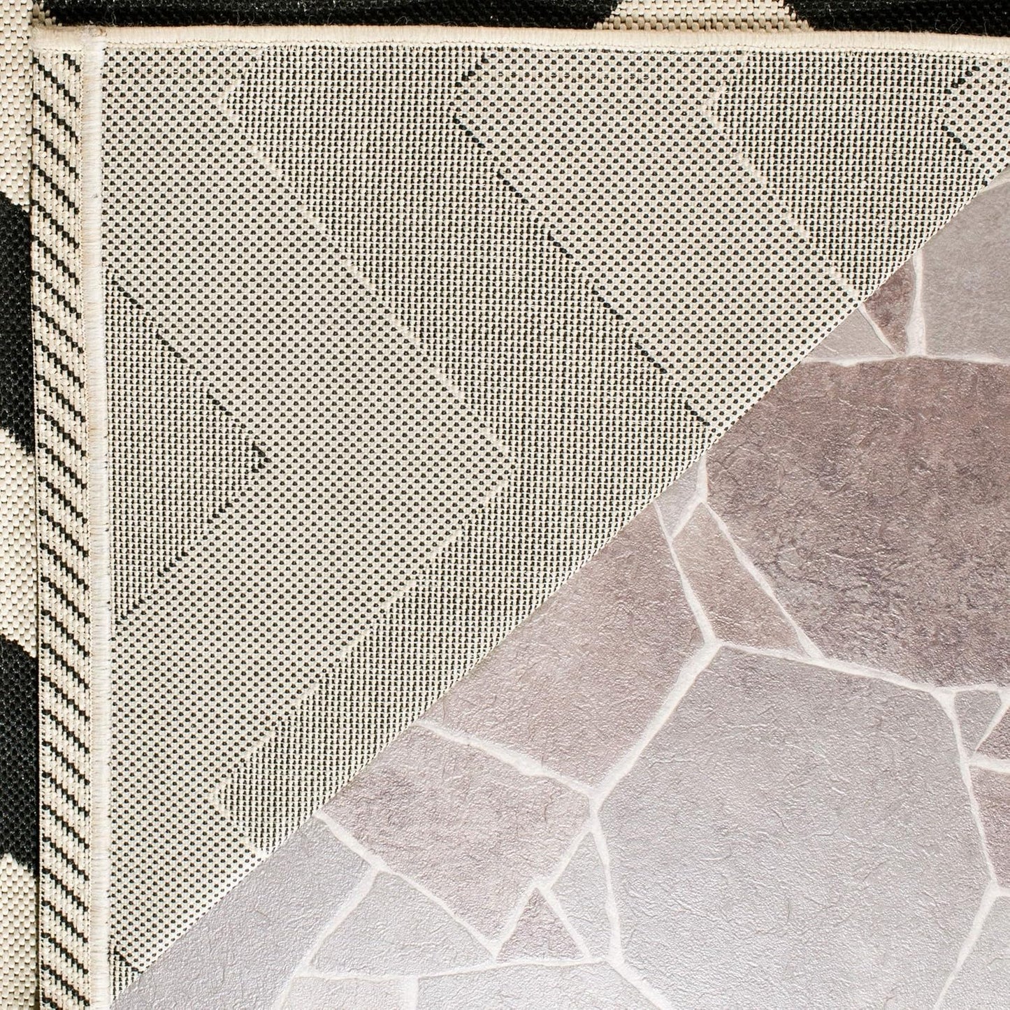 SAFAVIEH Courtyard Collection Runner Rug - 2'3" x 6'7", Black & Beige, Chevron Design, Non-Shedding & Easy Care,