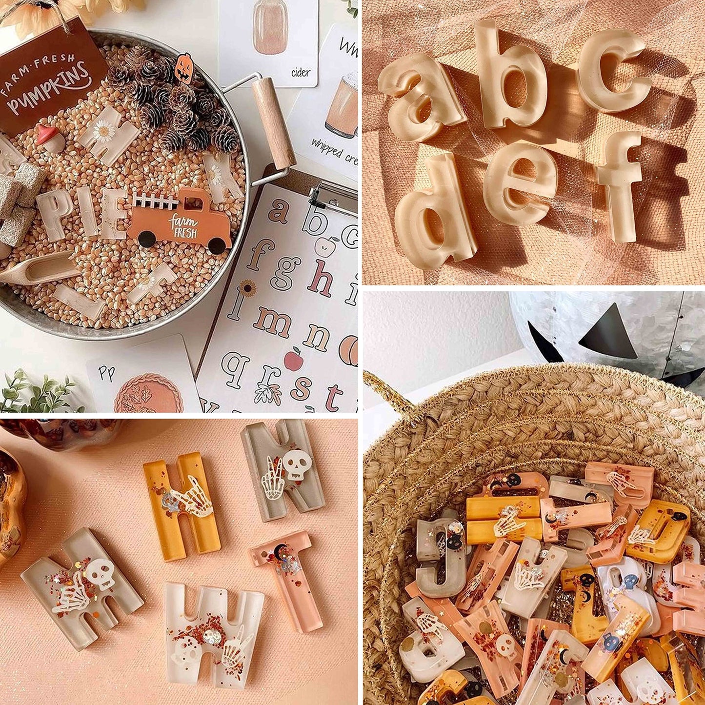 Wocuz 2 Pack Uppercase Letters Crayon Mold Lowercase Alphabet Chocolate Baking Mold Resin Mold Cake Pan Handmade Soap Mold Biscuit Ice Cube Tray DIY for Back to School Project