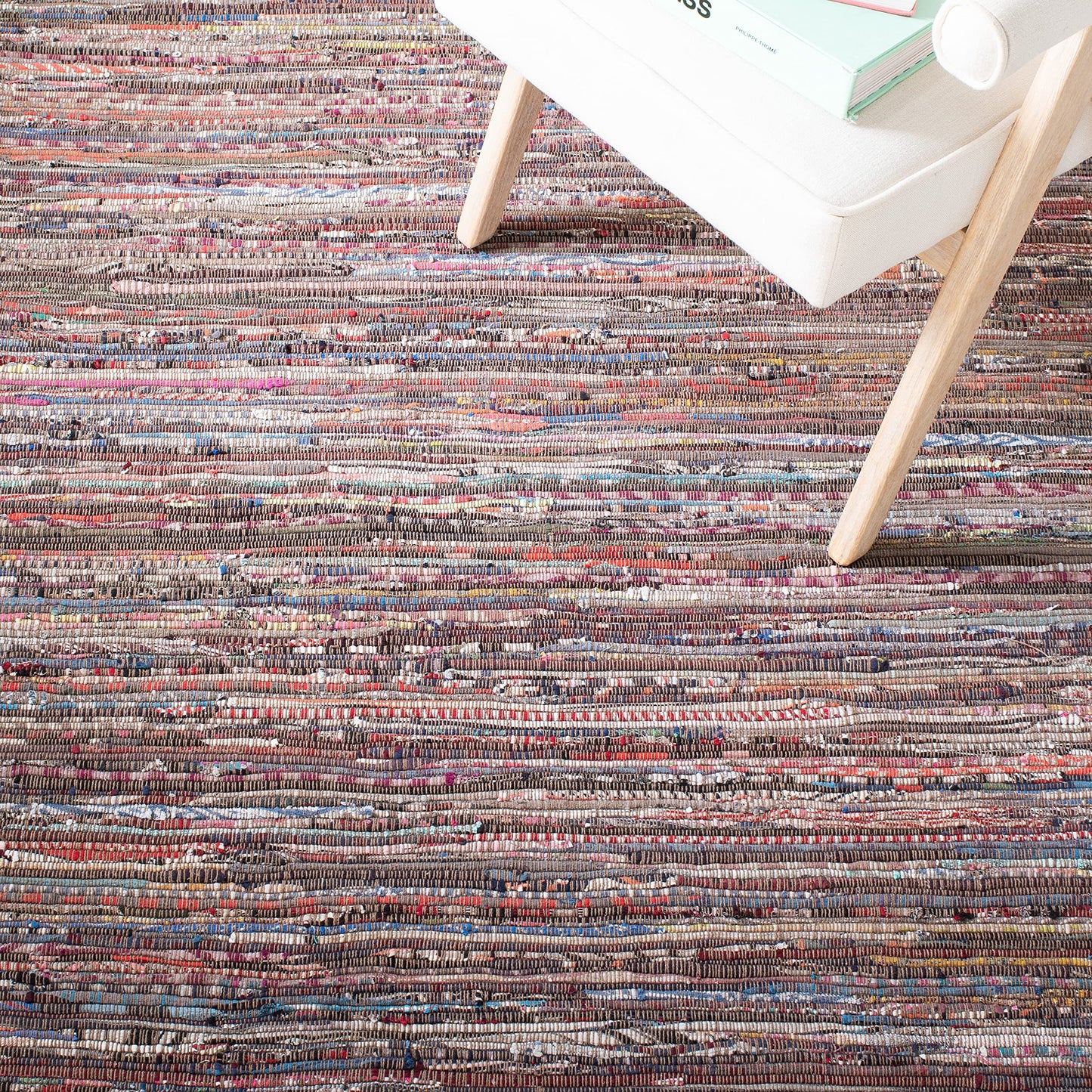 SAFAVIEH Rag Rug Collection X-Large Area Rug - 11' x 15', Rust & Multi, Handmade Boho Stripe Cotton, Ideal for High Traffic Areas in Living Room, Bedroom (RAR121E)
